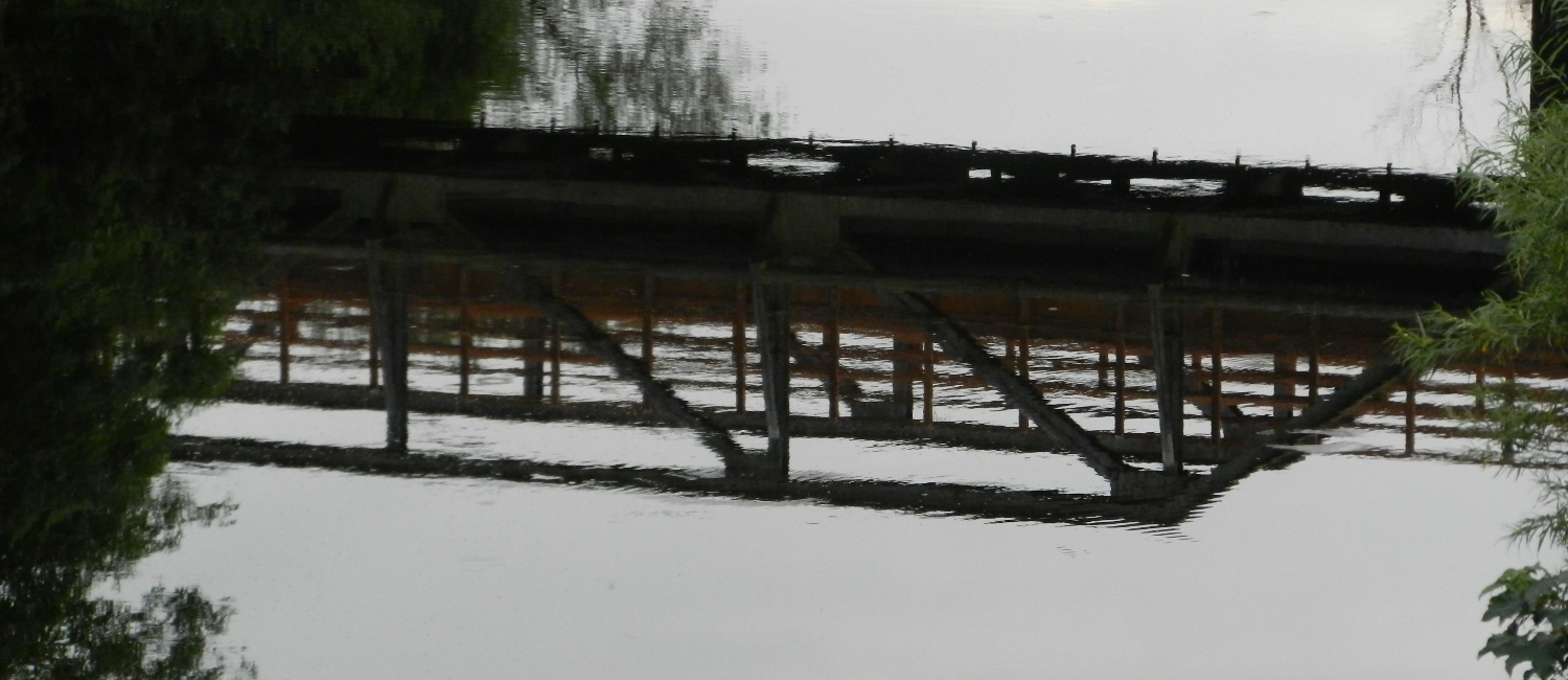 A reflection of a bridge in the river Swale
